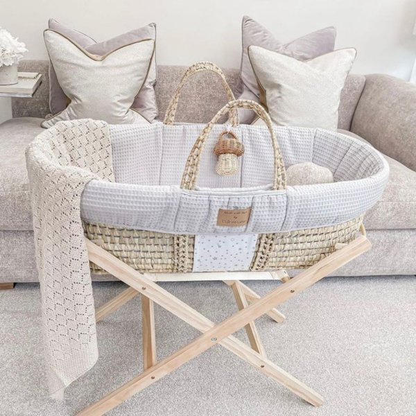 Clair De Lune Moses Basket with Bedding with Mattress and Stand